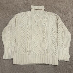 Vintage Polo Ralph Lauren Sweater Men Medium Lambswool Hand Knit Fisherman Cable